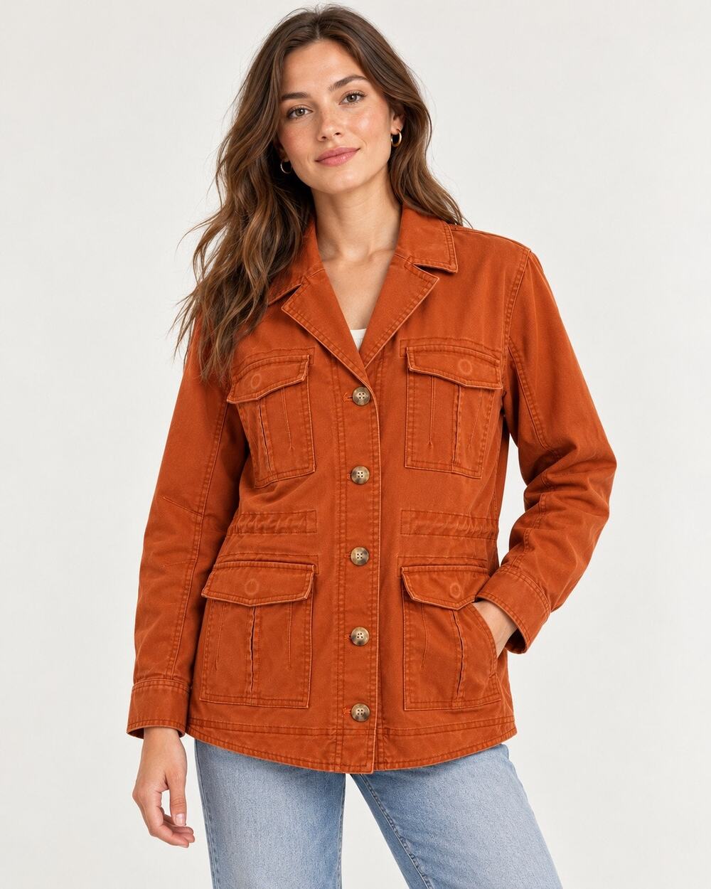 Derek Lam 10 Crosby Burnt Orange Utility Jacket Size 4 Safari Workwear